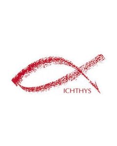 Fischaufkleber Ichthys "Kreide" - rot