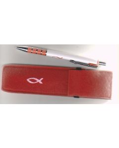 Kugelschreiber in Filzhülle "Fischsymbol"- rot
