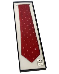Krawatte "Fisch" - rot/Rauten