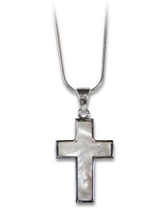 Halskette mit Anhänger "Kreuz" Perlmutt