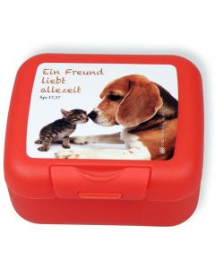 Frühstücksbox "Ein Freund liebt allezeit" - rot