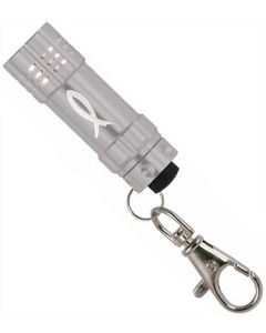 LED-Taschenlampe mit Karabiner "Fisch" - silber