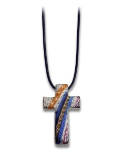 Halskette Speckstein "Kreuz" - blau
