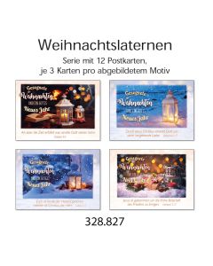 Postkartenserie Weihnachten: Laternen, 12 Stück