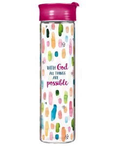 Glasflasche "With God all things are possible"