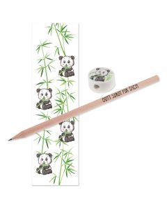 Bleistift mit Radiergummi und Lesezeichen "Panda"