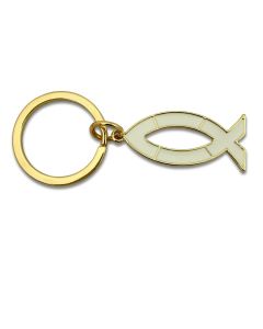 Schlüsselanhänger "Ichthys" weiß - gold