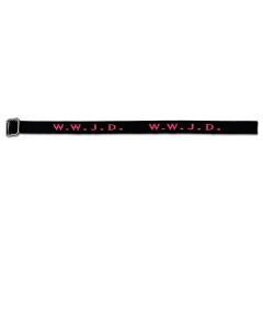 Armband WWJD schwarz-neon-pink