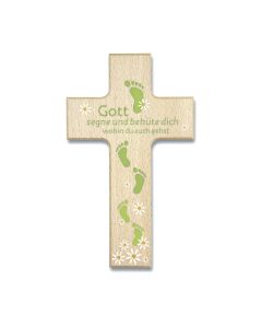 Holzkreuz "Gott segne dich" grün