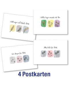 Postkartenserie: Zeichnungen - gemischte Motive 4 Stk.