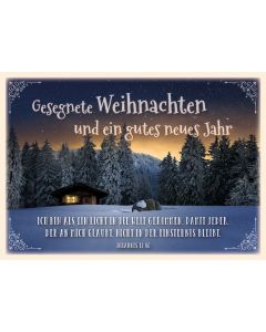 Postkartenserie "Gesegnete Weihnachten-Hütte im Schnee" 12 Stk.