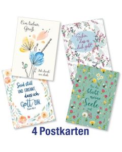 Postkartenserie: InMotion -  gemischte Blumenmotive 4 Stk.
