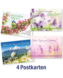 Postkartenserie: Geburtstag - gemischte Naturmotive 4 Stk.