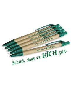 Kugelschreiber "Schön, dass es dich gibt" grün (5 Stück)