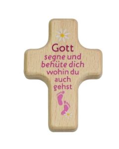 Handkreuz "Gott segne und behüte dich" - pink