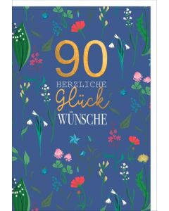 Faltkarte "90 Blüten Glückwünsche" - Geburtstag