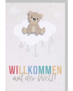 Faltkarte "Willkommen" - Teddy/Geburt