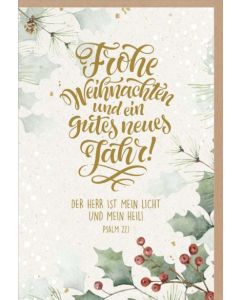 Faltkarte "Frohe Weihnachten"/Ilex im Schnee