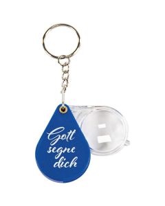 Schlüsselanhänger mit Lupe "Gott segne dich"