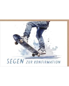 Faltkarte "Segen zur Konfirmation" - Skateboard