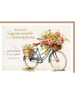 Faltkarte "Herzliche Segenswünsche z.Geburtstag" Fahrrad