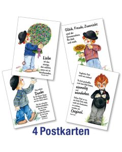 Postkartenserie: Clown - gemischte Motive 4 Stk.