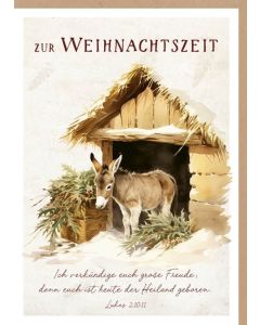 Faltkarte "Zur Weihnachtszeit" - Esel