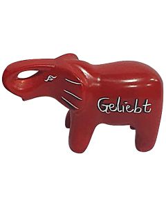 Speckstein-Elefant 'Geliebt' rot, klein