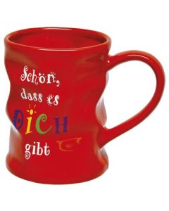 Knittertasse 'Schön dass es dich gibt' rot