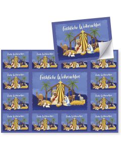 Aufkleber-Grußkarte 12 Ex. 'Fröhliche Weihnachten'