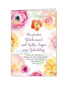 Faltkarte Geburtstag 'Rosenblüten'