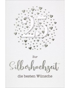 Faltkarte Silberhochzeit/Silberherzen