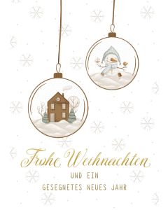 Postkarte 'Frohe Weihnachten und ein gesegnetes neues Jahr' Motiv: Christbaumkugeln           12 x