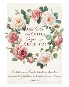 Postkarte Geburtstag - Kranz aus Rosen (12 Ex.)